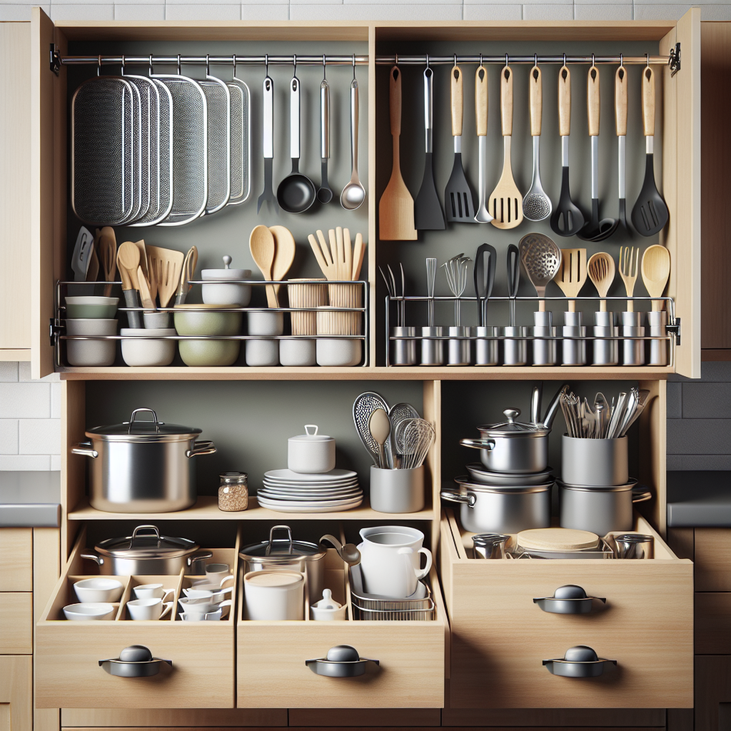 조리도구 걸이 활용, 서랍 여유 생기는 구조