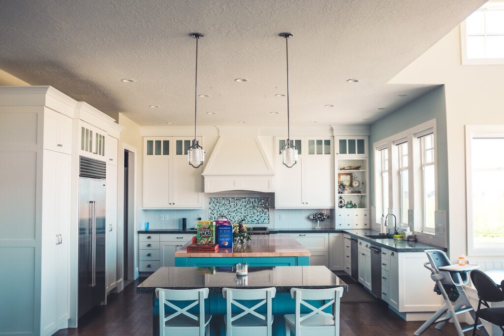 modern countertop water purifier in bright kitchen