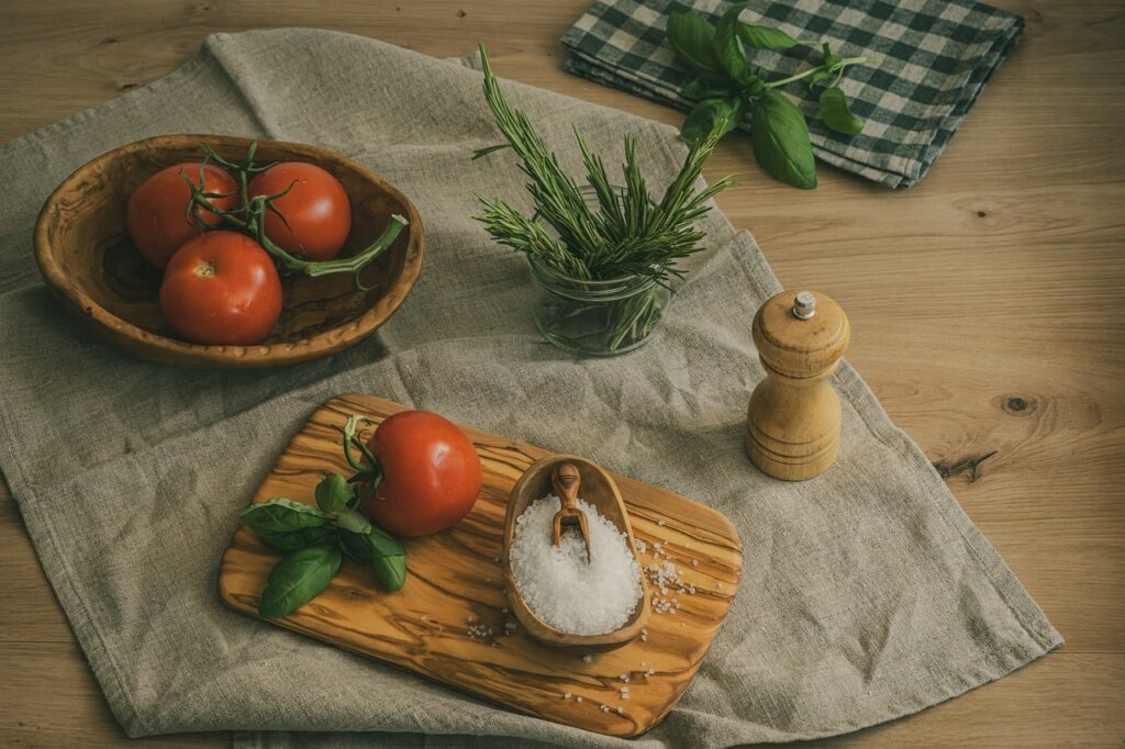 kitchen odor elimination checklist with natural ingredients on wooden table