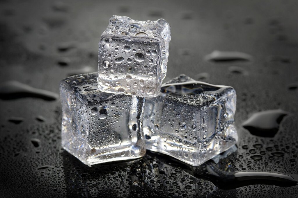 ice cubes and coarse salt ready to be put into kitchen disposer